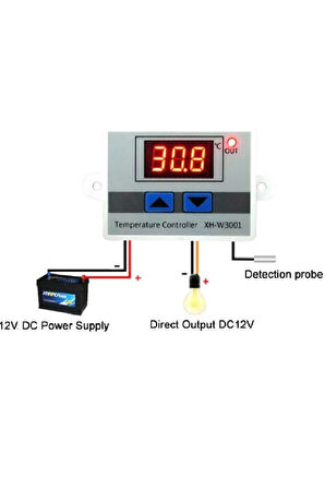 Dijital Termostat 12V Kuluçka,Akvaryum,Buzdolabı,Derindondurucu Termostatı