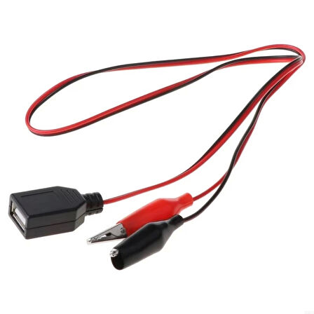 Usb Dişi Krokodil Çevirici Kablo - 5V Kaynak Test Kablosu 60Cm Max 2A