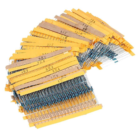 Direnç Seti 1/4W Metal Film %1 20'Şerli 2600 Adet 130 Çeşit Şeffaf Çantada