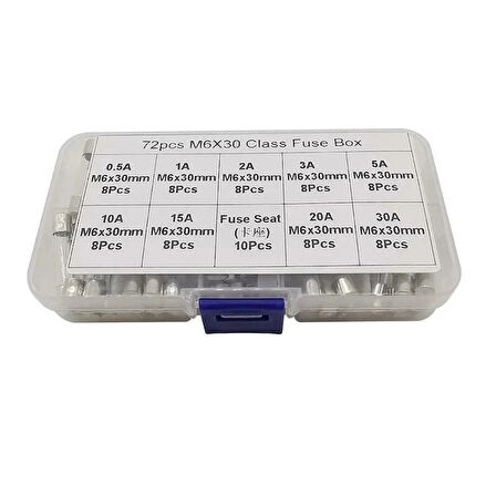 Cam Sigorta Seti 6x30 mm 72 Adet 9 Çeşit 250V Kutulu