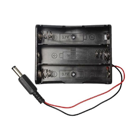 18650 Pil Yuvası 3lü 2.1mm Adaptör Soketli 3 Adet 11.1V Seri Lityum Lion Batarya Kutusu Tutucu