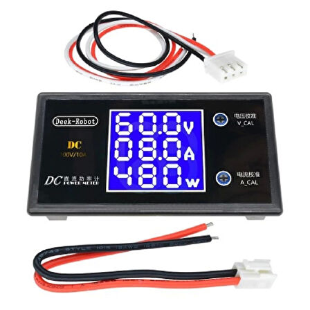 Dc 0-100V 10A Digital Voltmetre Ampermetre ve Wattmetre Deekrobot 0-1000W Mavi LCD