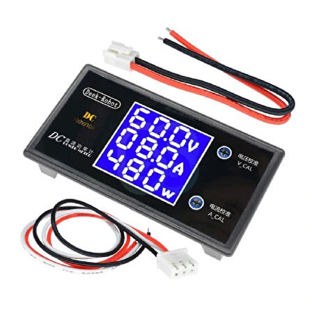 Dc 0-100V 10A Digital Voltmetre Ampermetre ve Wattmetre Deekrobot 0-1000W Mavi LCD