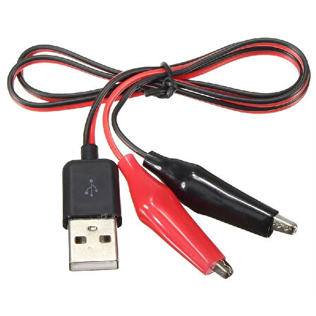 Usb Erkek Krokodil Çevirici Kablo - 5V Kaynak Test Kablosu 60Cm Max 2A