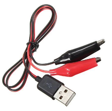Usb Erkek Krokodil Çevirici Kablo - 5V Kaynak Test Kablosu 60Cm Max 2A