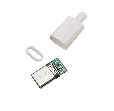 Type-c Usb 3.1 Şarj Soketi 24 Pin Erkek Fiş - Beyaz