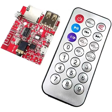 Bluetooth 4.1 Amplikatör Ses Müzik Mp3 Modülü-ır Uzaktan Kumandalı