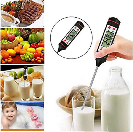 Dijital Gıda Termometresi Süt Yemek Sıcaklık Ölçer Pil Dahil
