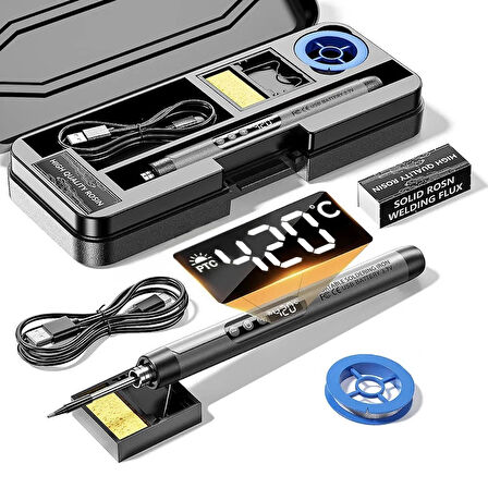 USB 5V 8W Dijital Sıcaklık Ayarlı USB Kalem Havya Seti