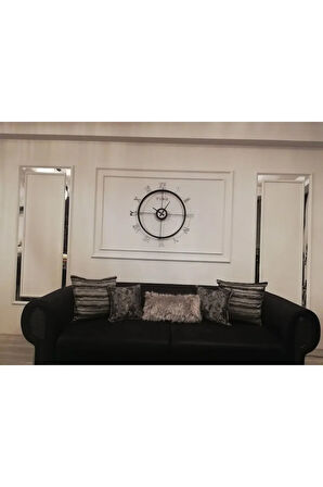 Siyah Roma Rakamlı 80 cm Full Çelik Modern Dekoratif Duvar Saati