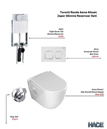 Rondo Asma Klozet , Japar Gömme Rezervuar Set