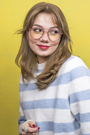 Rose Gold Metal Mavi Işık Korumalı Bilgisayar Ekran Gözlüğü