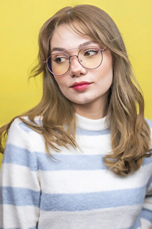 Rose Gold Metal Mavi Işık Korumalı Bilgisayar Ekran Gözlüğü