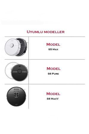 Roborock S6 MaxV Uyumlu 3 Aylık Yaşam Kiti Siyah Yan Fırçalı