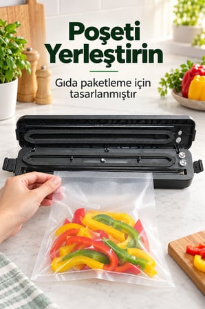 Poşet Ağzı Kapatma ve Vakumlama Makinesi Siyah