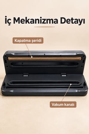 Poşet Yapıştırma ve Vakumlama Makinesi Açılır Kapaklı