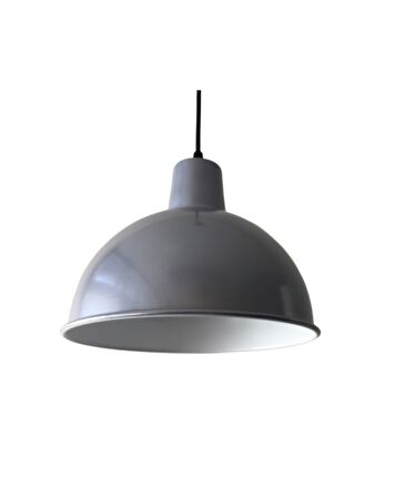 Retro Metal Sarkıt Avize Rustik Tekli Sarkıt Gri İçi Beyaz