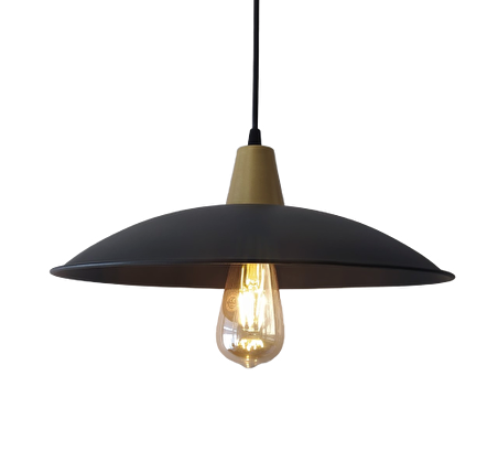 Retro Metal Sarkıt Avize Rustik Tekli Sarkıt Siyah Gold Askılı çap:30 cm