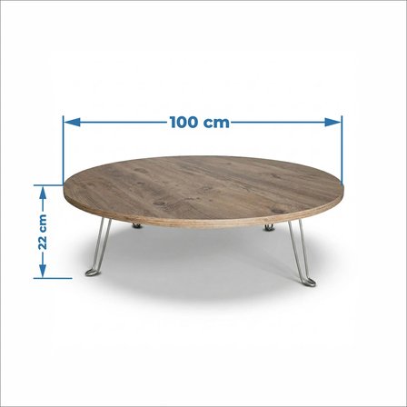 100 cm Çap Ahşap Desenli ve Düz Seçenekli Katlanabilir Yer Sofrası – Oyun Masası | 22 cm