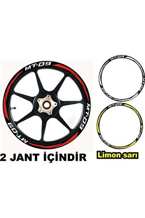  MOTOSİKLET Ön/Arka Takım Jant Şeridi YAMAHA Mt 09 BEYAZ Yazılı KIRMIZI Şeritli