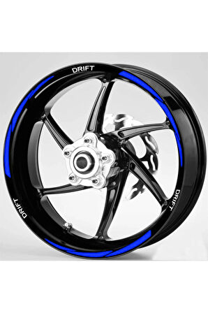  MOTOSİKLET Ön/Arka Takım Jant Şeridi Drift Uyumlu BEYAZ-MAVİ 