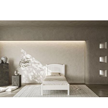 Rüzgar Modern İnci Beyaz Tek Kişilik Karyola 90x200