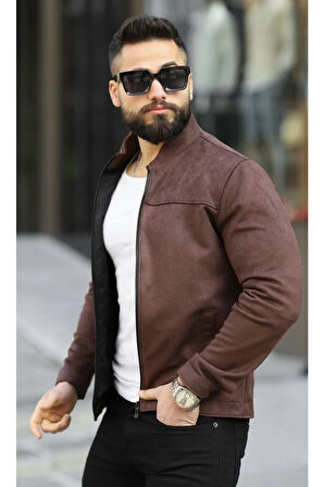 Premium Örme Triko Kol Dik Yaka Süet Ceket