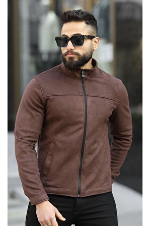 Premium Örme Triko Kol Dik Yaka Süet Ceket