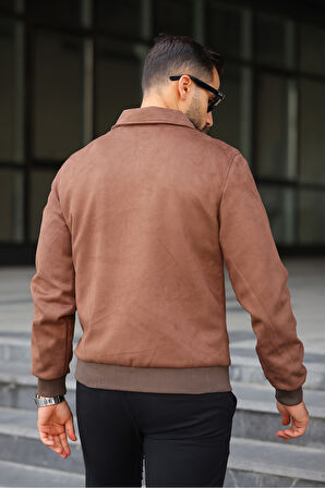 Polo Yaka Baharlık Süet Ceket