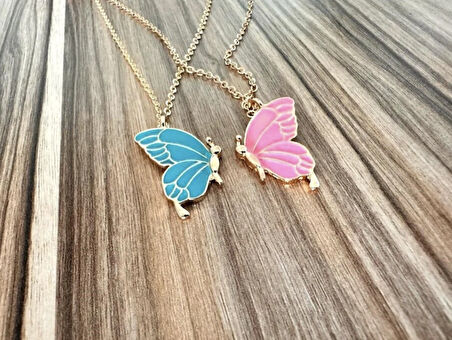 İkili Kelebek Model Dostluk Kolyesi
