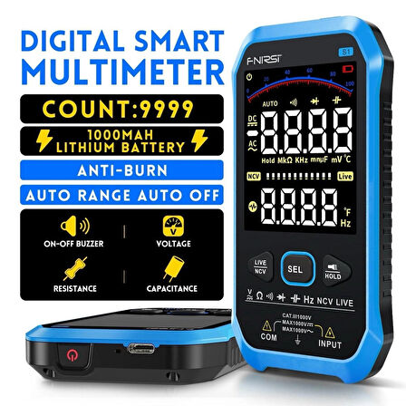 FNIRSI S1 Dijital Multimetre Otomatik Ölçüm 9999 TRMS Sayımı