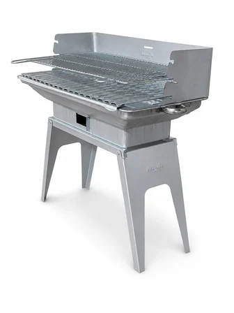 Sinanoğlu 1035-S Kömürlü Mangal Siperli Katlanır Yüksek Ayaklı 53x29 cm Gümüş Renk