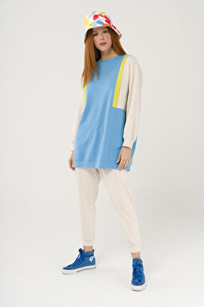 S-3992 Colorblock Oversize Sweatshirt Takım