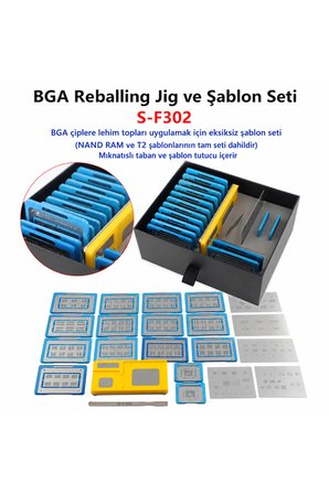 S-F302 BGA Reballing Manyetik Stencil Seti RAM NAND T2 M1 M2 Rework Tamir Kiti