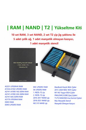 S-F302 BGA Reballing Manyetik Stencil Seti RAM NAND T2 M1 M2 Rework Tamir Kiti