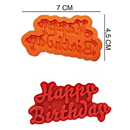 Happy Birthday Silikon Şeker Hamuru, Sabun, Mum Kalıp