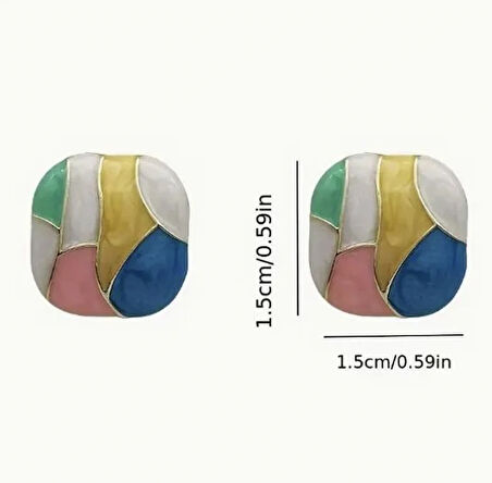 Karışık Renkli Geometrik Kübik Küpe