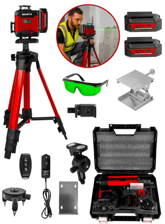 Schatz Profesyonel 360° 16 Köşe Otomatik Hizalama Tripod'lu Yeşil Işık Lazer Hizalama Kırmızı