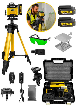 Schatz Profesyonel 360° 16 Köşe Otomatik Hizalama Tripod'lu Yeşil Işık Lazer Hizalama Sarı