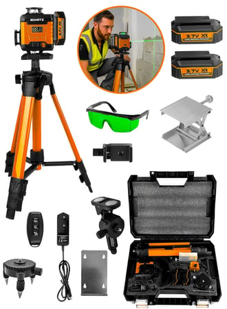 Schatz Profesyonel 360° 16 Köşe Otomatik Hizalama Tripod'lu Yeşil Işık Lazer Hizalama Turuncu