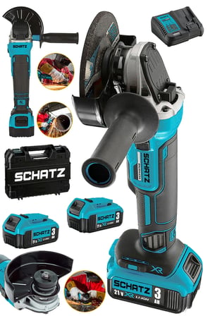 Schatz Brushless Motor 21V 3.0 Ah Çift Akülü Spiral Taşlama Makinesi Devir Ayarlı Şarjlı Taşlama 125mm Mavi
