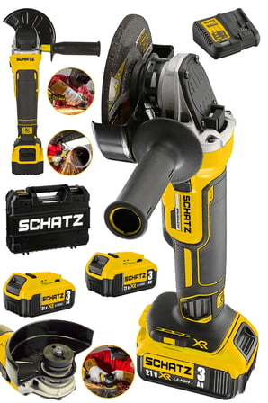 Schatz Brushless Motor 21V 3.0 Ah Çift Akülü Spiral Taşlama Makinesi Devir Ayarlı Şarjlı Taşlama 125mm Sarı