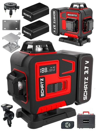 Schatz 360° 3.7V Çift Akülü 12 Köşe Otomatik Hizalamalı Kumandalı Yeşil Çizgili Lazer Hizalama Makinesi Kırmızı