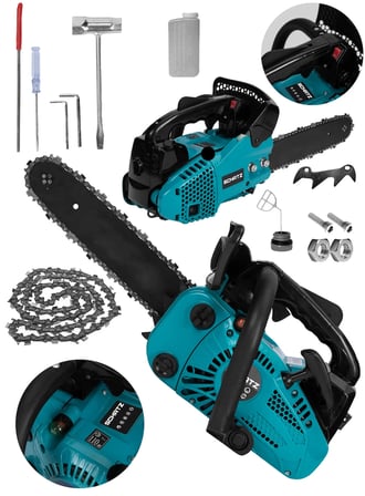 Schatz 25cc Mini Benzinli Testere Ağaç Odun Dal Budama Ve Kesme Testeresi Hızar Motoru 35cm Testere Mavi