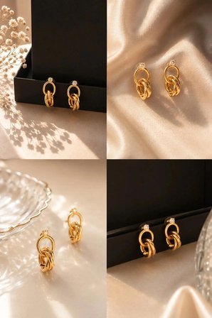 Paslanmaz Çelik Zirkon Taşlı Kadın Küpe | Gold & Silver Renk Seçenekli | Kararmaz Günlük Şık Küpe