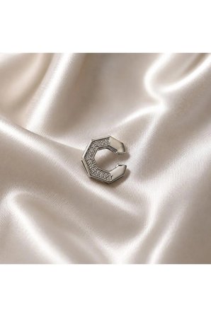 Kadın Paslanmaz Çelik Zirkon Taşlı Geometrik Gold Kıkırdak Küpesi Ear Cuff Tekli Küpe