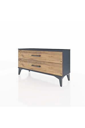 Arges Şifonyer 2 Çekmeceli 88x30x48 Antrasit-Çam