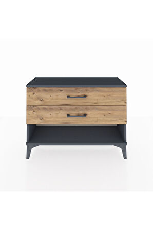 Arges Şifonyer 2 Çekmeceli 88x30x64 Antrasit-Çam