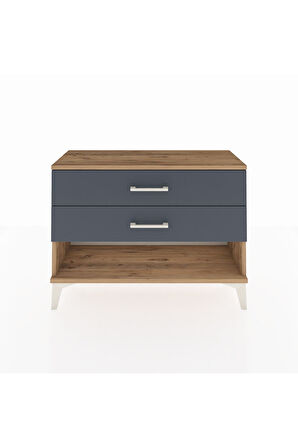 Arges Şifonyer 2 Çekmeceli 88x30x64 Çam-Antrasit