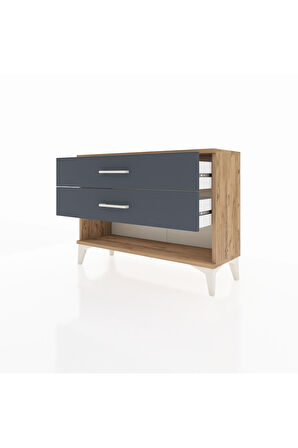 Arges Şifonyer 2 Çekmeceli 88x30x64 Çam-Antrasit